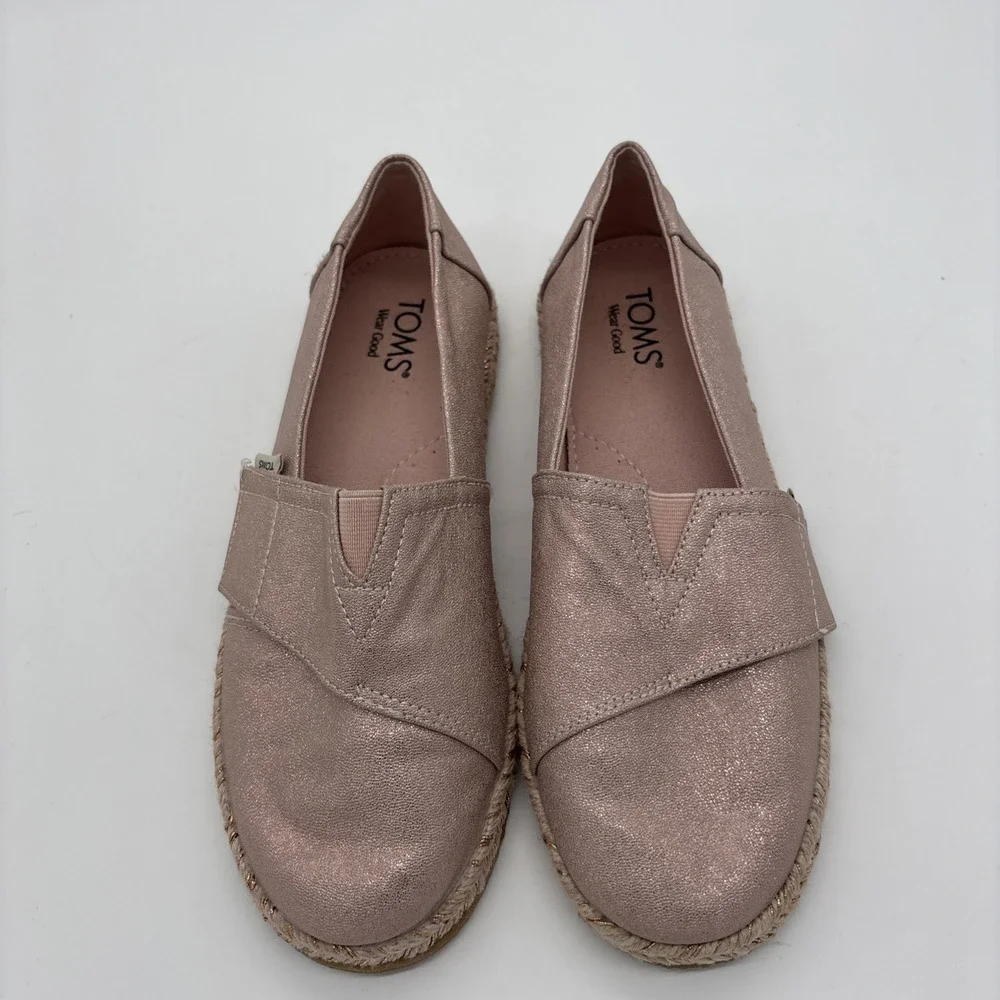 TOMS GLITTER YOUTH CLASSICS PINK GIRLS SLIP ON SHOES SIZE 3.5‎ NWOB CASUAL